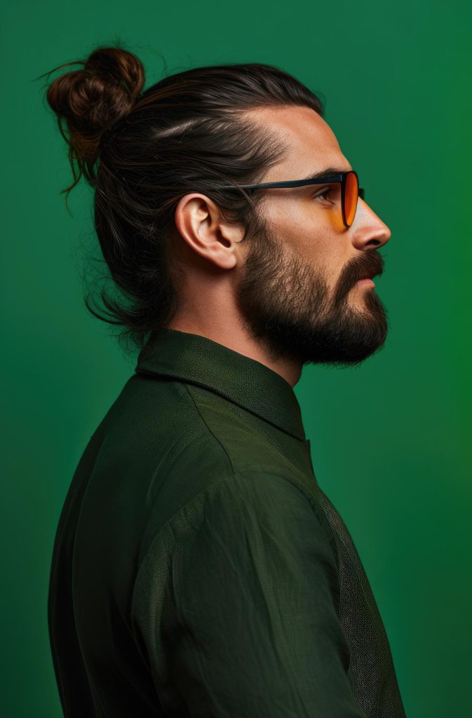 western man with bun hair wearing glasses 978087 3879 e1703149454786